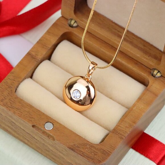 "Round Dome Rose Gold Pendant with Single CZ Center Stone, XPPT1520 - Picture 5 of 13
